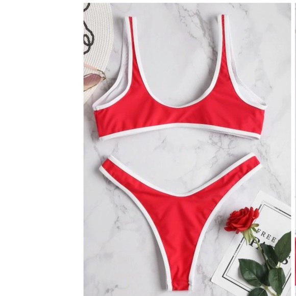 BNWT Zaful Contrast Trim Sport Bikini Set - Picture 3 of 8